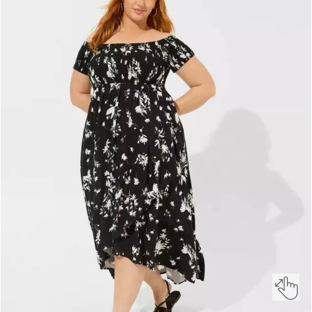 Torrid Black and White Floral High Low Dress